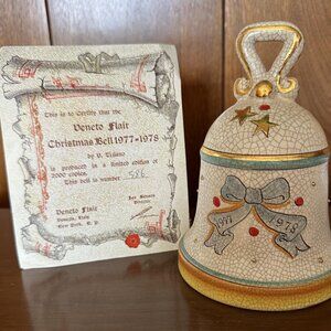 Vintage Veneto Flair Christmas Bell 1977-1978  Signed , Limited with Certificate
